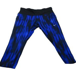 Nike Leggings Womens M Black Blue Tie Dye Dri Fit Running High Waisted RN#56323
